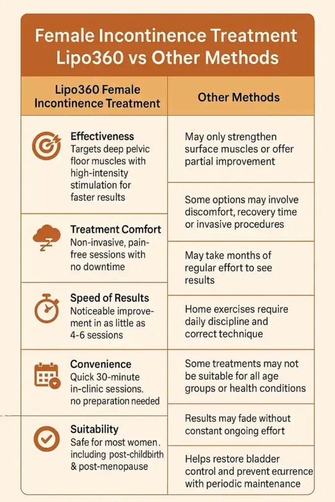 Comprehensive Guide To Female Incontinence Treatment Options 1 Table showing benefits of incontinence treatment Sandwich