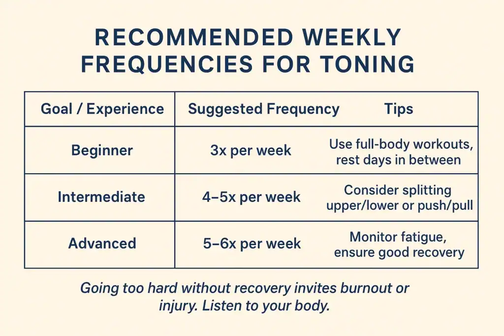 Achieving the Perfect Tone: How Often Should You Exercise for Results? 2 Graphic to show how often you should do exercise to help with toning Sandwich
